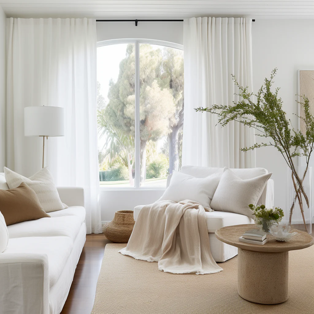 Natural Linen Back Tab Curtain Panel with White Cotton Lining Width Custom Drop Durable Window Drapes