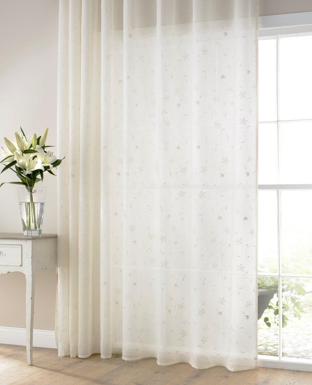 embroidered flower ivory voile curtain m2m p648 8534 image
